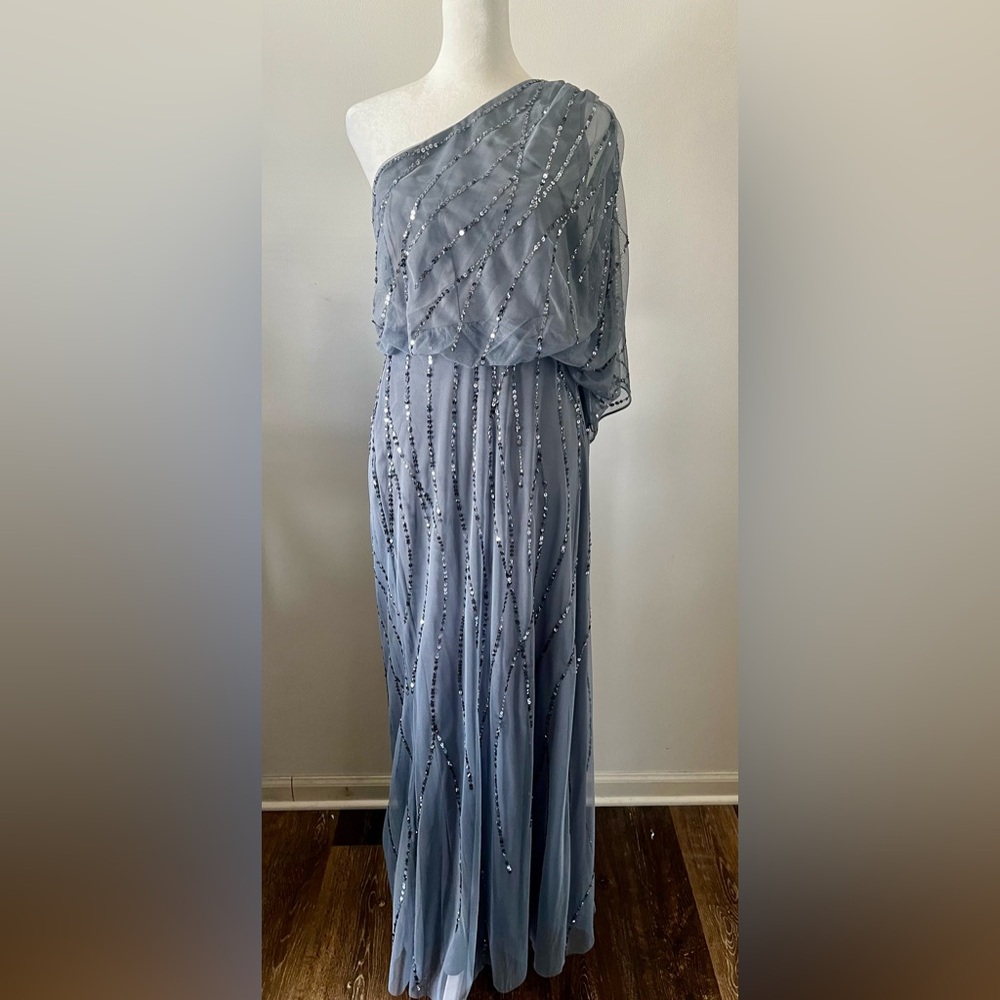 Adrianna Papell Embellished One Shoulder Gown - Picture 4 of 8